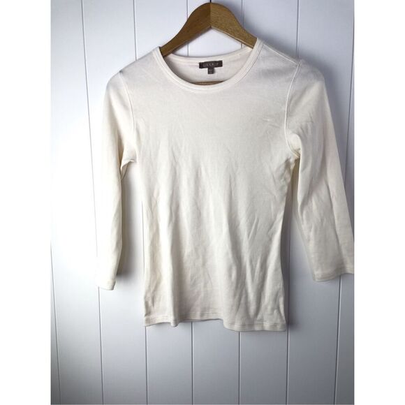 Lilla P Cotton White Long Sleeve 3/4 Crewneck Basic Tee Size XS - Picture 2 of 11